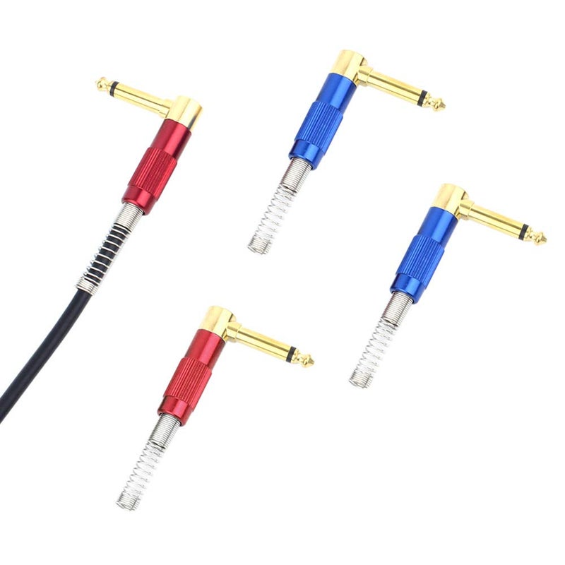 GiantBee 1/4" Audio Plugs 6.35 mm Plug TS Male 1/4 inch Heavy Duty Solder Type Mono Connector with Spring, Right Angle for DJ Mixer, Speaker Guitar Cables, Patch Cable, Microphone Cable Blue+Red (4 Pack) - Image 5